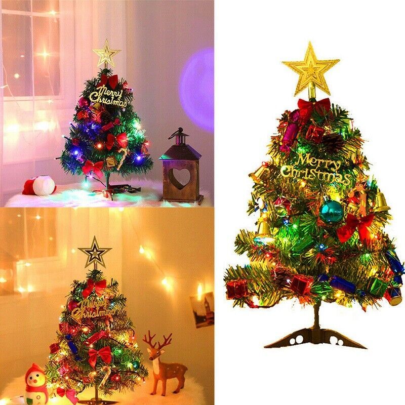 30cm Mini Tabletop Christmas Tree with Warm LED Lights – Small Artificial Xmas Decoration for Home, Office & Gifts