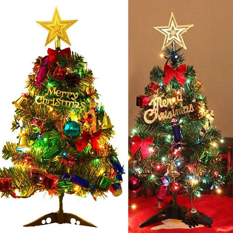 30cm Mini Tabletop Christmas Tree with Warm LED Lights – Small Artificial Xmas Decoration for Home, Office & Gifts