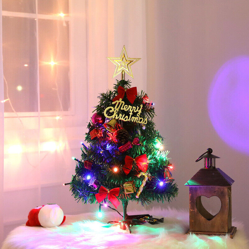 30cm Mini Tabletop Christmas Tree with Warm LED Lights – Small Artificial Xmas Decoration for Home, Office & Gifts